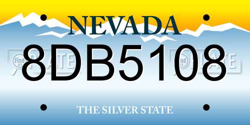 8DB5108 Nevada License Plate