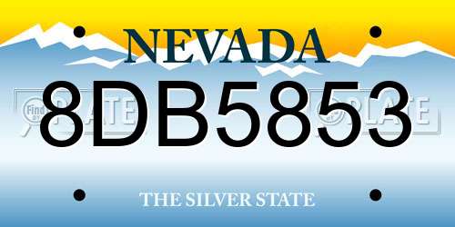 8DB5853 Nevada License Plate