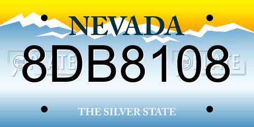 8DB8108 Nevada License Plate
