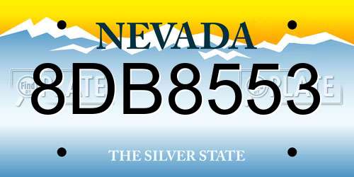8DB8553 Nevada License Plate