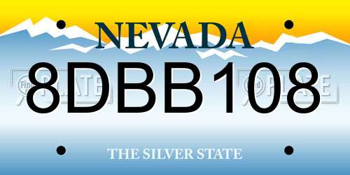 8DBB108 Nevada License Plate