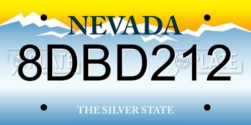 8DBD212 Nevada License Plate