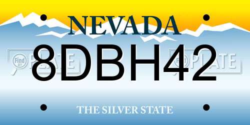 8DBH42 Nevada License Plate