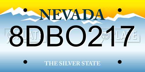 8DBO217 Nevada License Plate