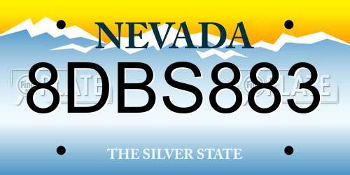 8DBS883 Nevada License Plate