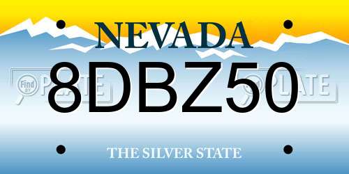 8DBZ50 Nevada License Plate