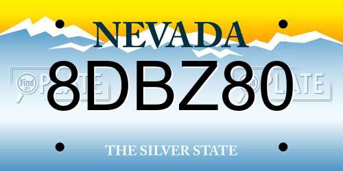 8DBZ80 Nevada License Plate