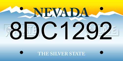 8DC1292 Nevada License Plate