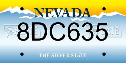 8DC635 Nevada License Plate