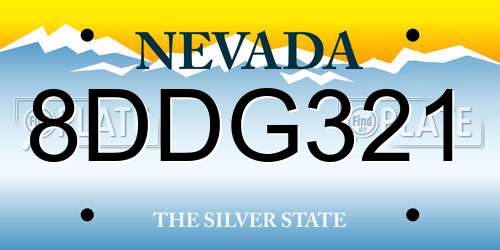 8DDG321 Nevada License Plate