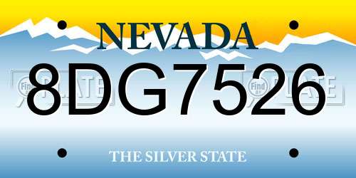 8DG7526 Nevada License Plate
