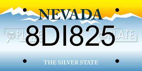 8DI825 Nevada License Plate
