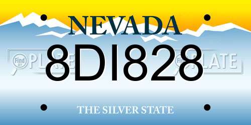 8DI828 Nevada License Plate