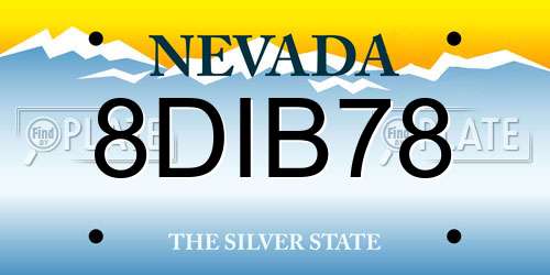8DIB78 Nevada License Plate