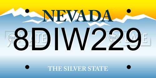 8DIW229 Nevada License Plate