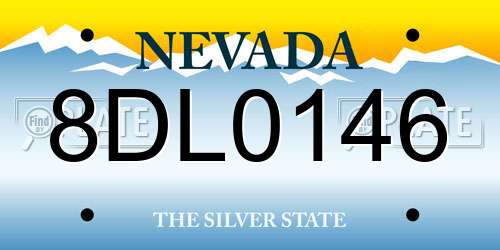8DL0146 Nevada License Plate