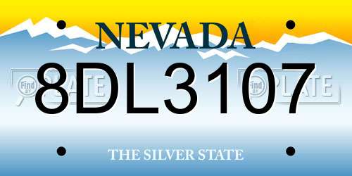 8DL3107 Nevada License Plate