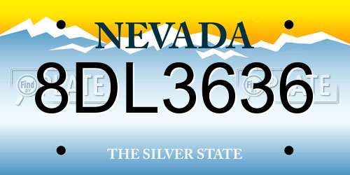 8DL3636 Nevada License Plate