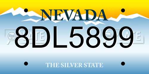8DL5899 Nevada License Plate