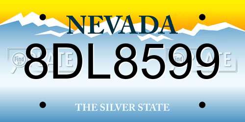 8DL8599 Nevada License Plate