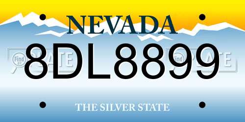8DL8899 Nevada License Plate