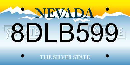 8DLB599 Nevada License Plate