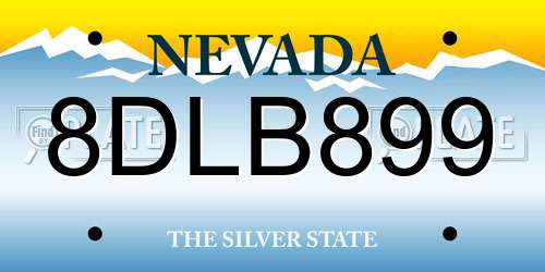 8DLB899 Nevada License Plate