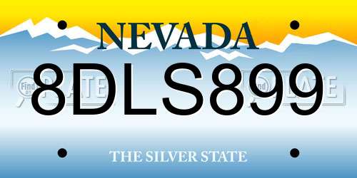 8DLS899 Nevada License Plate