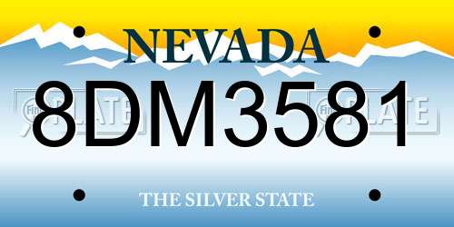 8DM3581 Nevada License Plate