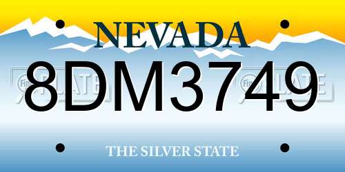 8DM3749 Nevada License Plate