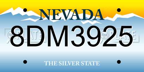 8DM3925 Nevada License Plate