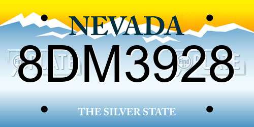 8DM3928 Nevada License Plate