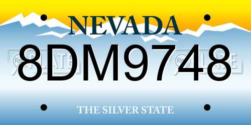 8DM9748 Nevada License Plate