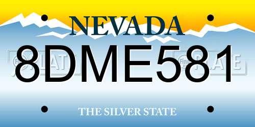 8DME581 Nevada License Plate