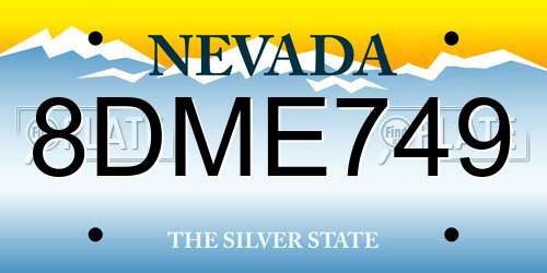 8DME749 Nevada License Plate