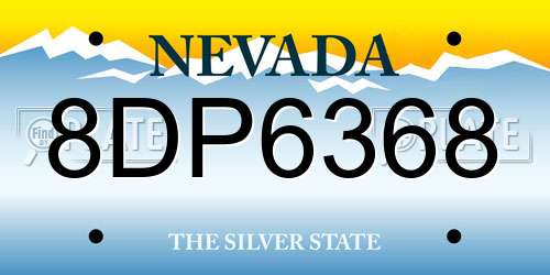 8DP6368 Nevada License Plate