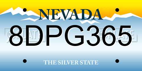 8DPG365 Nevada License Plate
