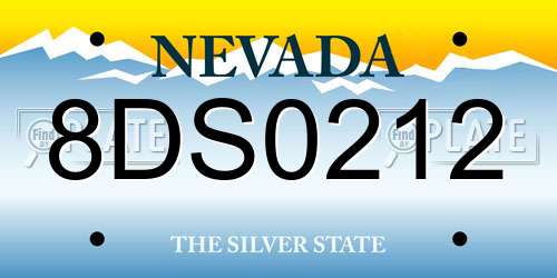 8DS0212 Nevada License Plate