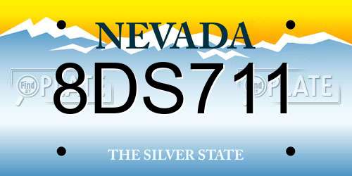 8DS711 Nevada License Plate