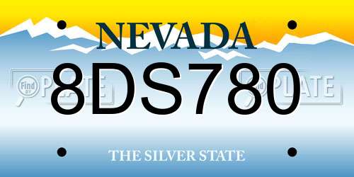 8DS780 Nevada License Plate