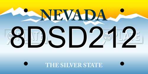8DSD212 Nevada License Plate