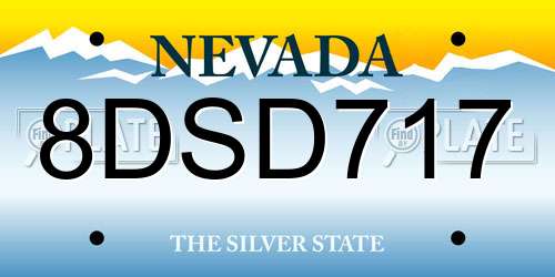 8DSD717 Nevada License Plate