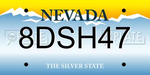 8DSH47 Nevada License Plate