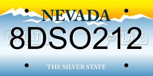 8DSO212 Nevada License Plate