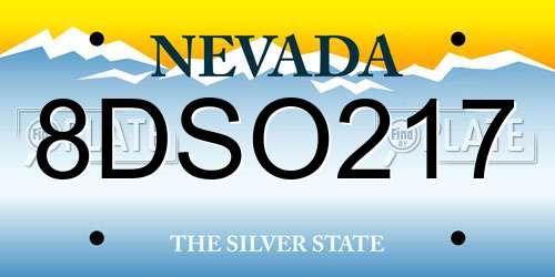 8DSO217 Nevada License Plate