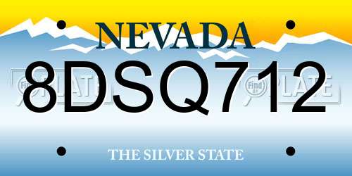 8DSQ712 Nevada License Plate