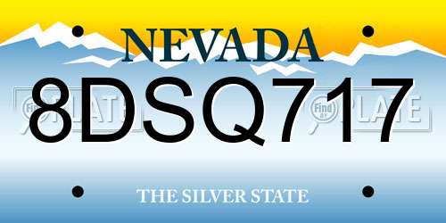 8DSQ717 Nevada License Plate