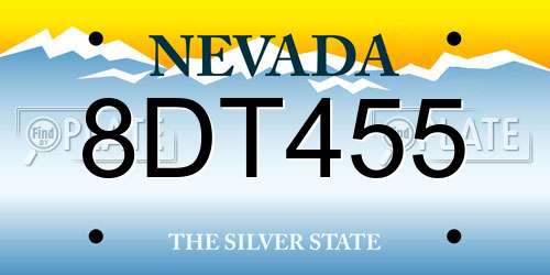 8DT455 Nevada License Plate