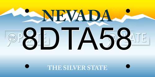 8DTA58 Nevada License Plate
