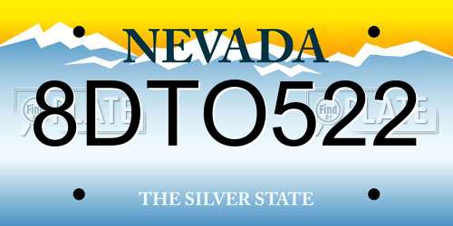 8DTO522 Nevada License Plate